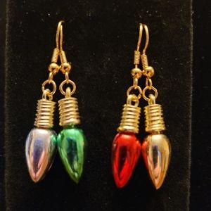 Winter Holiday Christmas Medium Shiny Lightbulb Earrings